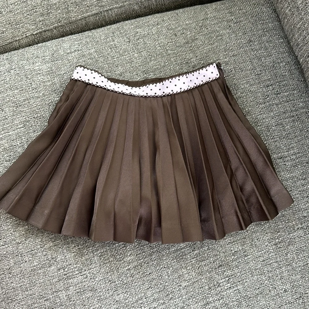 Gymboree Girls Brown Pink pleated Skirt Size 4